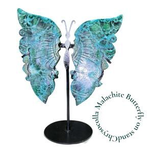 Chrysocolla and Malachite Custom Butterfly and Stand - CHRYSOBTFLY